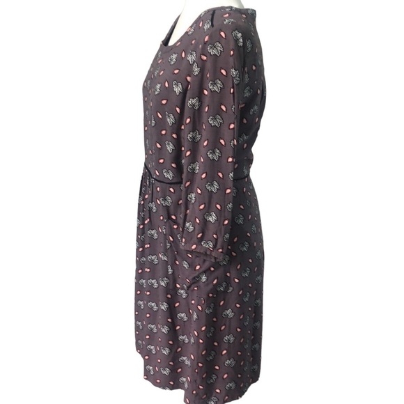 Boden Grey Maple Leaf Print Dress Size 8R - Picture 2 of 13